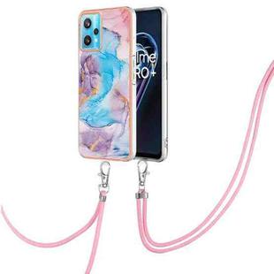 For OPPO Realme 9 Pro+ 5G Electroplating IMD TPU Phone Case with Lanyard(Blue Marble)