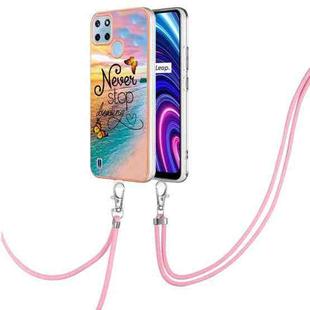 For OPPO Realme C21Y / C25Y Electroplating IMD TPU Phone Case with Lanyard(Dream Butterfly)