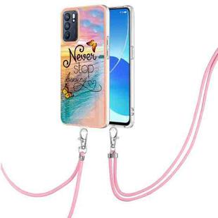 For OPPO Reno6 5G Electroplating IMD TPU Phone Case with Lanyard(Dream Butterfly)