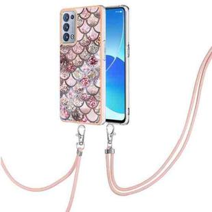 For OPPO Reno6 Pro+ 5G / Reno6 Pro Electroplating IMD TPU Phone Case with Lanyard(Pink Scales)