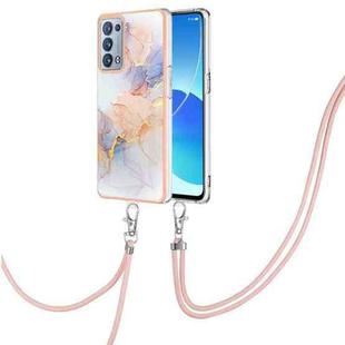 For OPPO Reno6 Pro+ 5G / Reno6 Pro Electroplating IMD TPU Phone Case with Lanyard(White Marble)