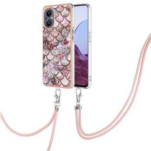 For OnePlus N20 5G Electroplating IMD TPU Phone Case with Lanyard(Pink Scales)