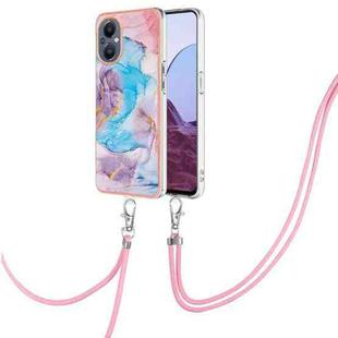 For OnePlus N20 5G Electroplating IMD TPU Phone Case with Lanyard(Blue Marble)