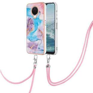 For Nokia G20 / G10 Electroplating IMD TPU Phone Case with Lanyard(Blue Marble)