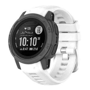 For Garmin Instinct 2S Silicone Stainless Steel Buckle Watch Band(White)