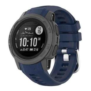 For Garmin Instinct 2S Silicone Stainless Steel Buckle Watch Band(Navy Blue)