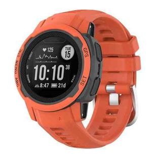 For Garmin Instinct 2S Silicone Stainless Steel Buckle Watch Band(Blaze Red)