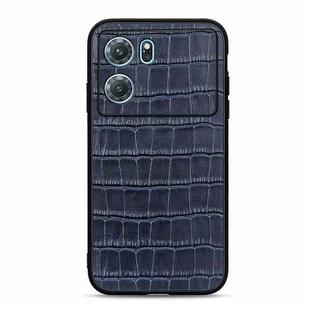 For OPPO K10 5G Accurate Hole Crocodile Texture Genuine Leather Phone Case(Blue)