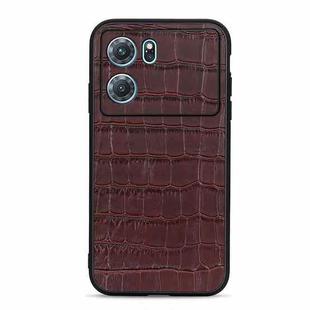 For OPPO K10 5G Accurate Hole Crocodile Texture Genuine Leather Phone Case(Brown)