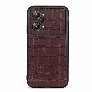 For OPPO K10 Pro 5G Accurate Hole Crocodile Texture Genuine Leather Phone Case(Brown)