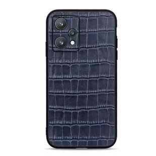 For OPPO Realme 9 Pro Accurate Hole Crocodile Texture Genuine Leather Phone Case(Blue)