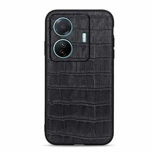 For vivo S15e Accurate Hole Crocodile Texture Genuine Leather Phone Case(Black)