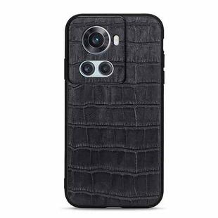 For OnePlus Ace Accurate Hole Crocodile Texture Genuine Leather Phone Case(Black)