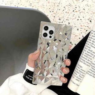 For iPhone 13 Pro Max Square Diamond Texture Electroplated TPU Phone Case (Silver)