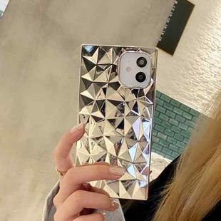 For iPhone 11 Square Diamond Texture Electroplated TPU Phone Case (Silver)