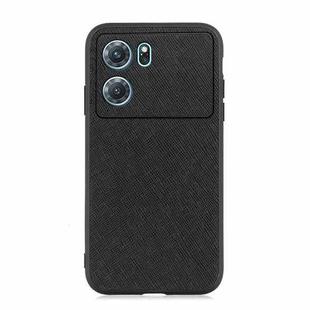 For OPPO K10 5G Accurate Hole Cross Texture Genuine Leather Phone Case(Black)