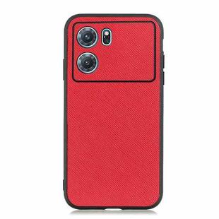 For OPPO K10 5G Accurate Hole Cross Texture Genuine Leather Phone Case(Red)