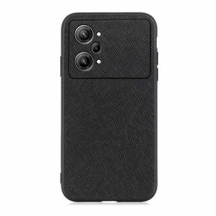 For OPPO K10 Pro 5G Accurate Hole Cross Texture Genuine Leather Phone Case(Black)