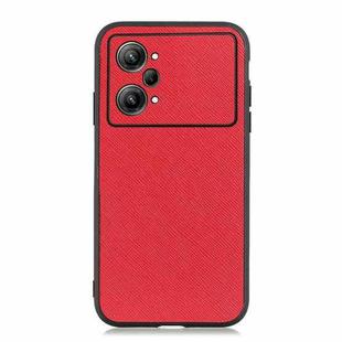 For OPPO K10 Pro 5G Accurate Hole Cross Texture Genuine Leather Phone Case(Red)