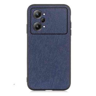 For OPPO K10 Pro 5G Accurate Hole Cross Texture Genuine Leather Phone Case(Blue)