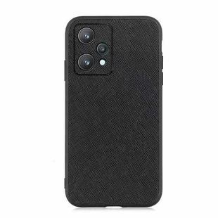 For OPPO Realme 9 Pro Accurate Hole Cross Texture Genuine Leather Phone Case(Black)