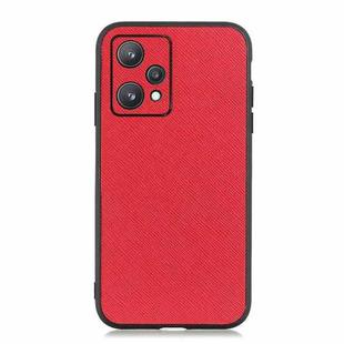 For OPPO Realme 9 Pro Accurate Hole Cross Texture Genuine Leather Phone Case(Red)
