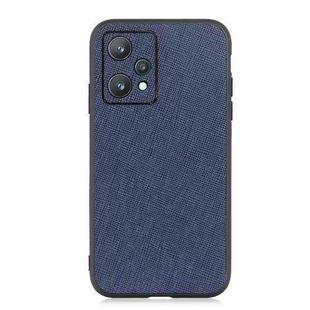 For OPPO Realme 9 Pro Accurate Hole Cross Texture Genuine Leather Phone Case(Blue)