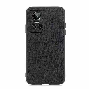 For OPPO Realme GT Neo 3 Accurate Hole Cross Texture Genuine Leather Phone Case(Black)