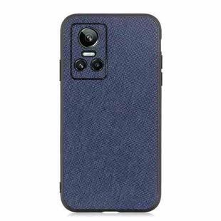 For OPPO Realme GT Neo 3 Accurate Hole Cross Texture Genuine Leather Phone Case(Blue)