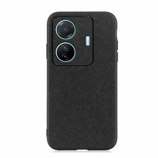 For vivo S15e Accurate Hole Cross Texture Genuine Leather Phone Case(Black)