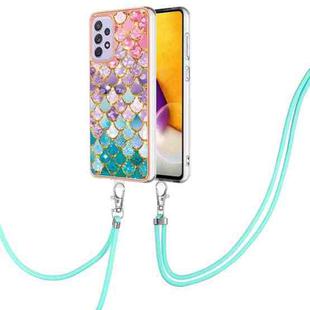 For Samsung Galaxy A53 5G Electroplating IMD TPU Phone Case with Lanyard(Colorful Scales)