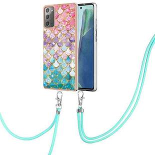 For Samsung Galaxy Note20 Electroplating IMD TPU Phone Case with Lanyard(Colorful Scales)
