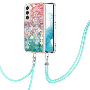 For Samsung Galaxy S22 5G Electroplating IMD TPU Phone Case with Lanyard(Colorful Scales)