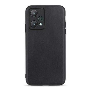 For OPPO Realme 9 Pro Accurate Hole Lambskin Texture Genuine Leather Phone Case(Black)