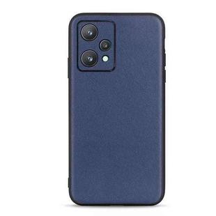 For OPPO Realme 9 Pro Accurate Hole Lambskin Texture Genuine Leather Phone Case(Blue)