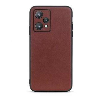 For OPPO Realme 9 Pro Accurate Hole Lambskin Texture Genuine Leather Phone Case(Brown)
