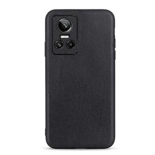 For OPPO Realme GT Neo 3 Accurate Hole Lambskin Texture Genuine Leather Phone Case(Black)