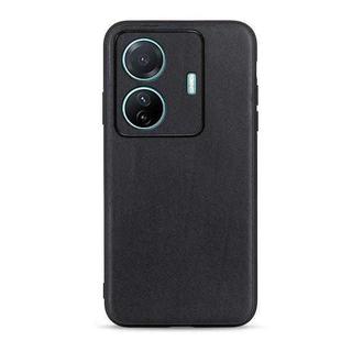 For vivo S15e Accurate Hole Lambskin Texture Genuine Leather Phone Case(Black)