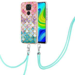 For Xiaomi Redmi Note 9 / Redmi 10X 4G Electroplating IMD TPU Phone Case with Lanyard(Colorful Scales)