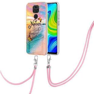 For Xiaomi Redmi Note 9 / Redmi 10X 4G Electroplating IMD TPU Phone Case with Lanyard(Dream Butterfly)