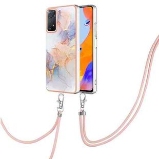 For Xiaomi Redmi Note 11 Pro 5G / 4G Global Electroplating IMD TPU Phone Case with Lanyard(White Marble)