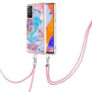 For Xiaomi Redmi Note 11 Pro 5G / 4G Global Electroplating IMD TPU Phone Case with Lanyard(Blue Marble)