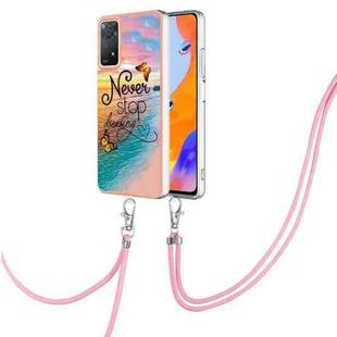 For Xiaomi Redmi Note 11 Pro 5G / 4G Global Electroplating IMD TPU Phone Case with Lanyard(Purple Flower)