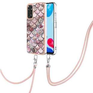 For Xiaomi Redmi Note 11S / Note 11 Global Electroplating IMD TPU Phone Case with Lanyard(Pink Scales)