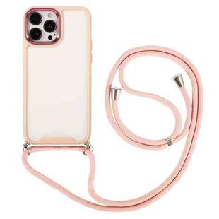 For iPhone 12 Electroplating Hawkeye Phone Case with Lanyard(Pink)