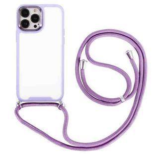 For iPhone 12 Electroplating Hawkeye Phone Case with Lanyard(Purple)