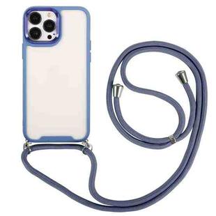 For iPhone 12 Pro Electroplating Hawkeye Phone Case with Lanyard(Blue)