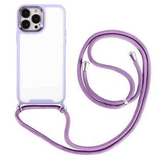 For iPhone 12 Pro Max Electroplating Hawkeye Phone Case with Lanyard(Purple)