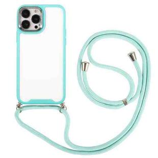 For iPhone 13 Pro Electroplating Hawkeye Phone Case with Lanyard (Mint Green)