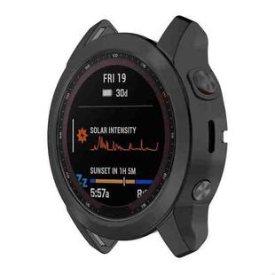 For Garmin Fenix 7S TPU Half-pack Hollowed Electroplating Watch Case(Black)